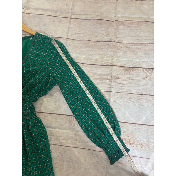 Max Studio Women's Long Sleeve Chiffon Green Smoked Mini Dress - Large - Picture 11 of 15